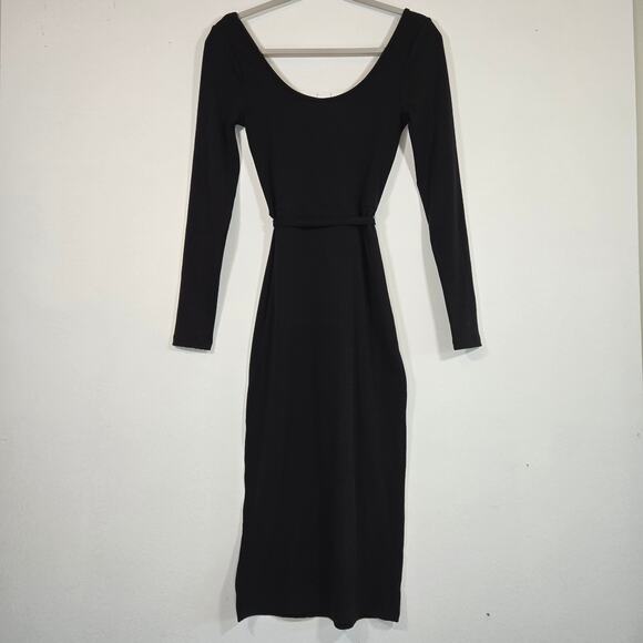 Forever 21 Black Ribbed Midi Dress. Size Small - Picture 5 of 6